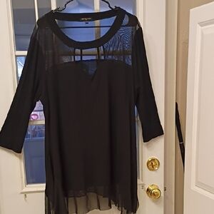 Cha Cha Vente Black Tunic with Sheer Accents